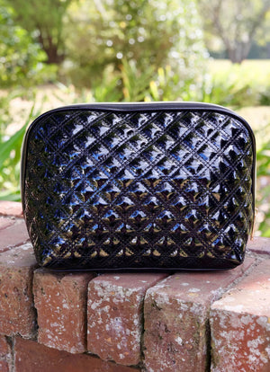 Capri Cosmetic Bag Black Patent (Large) SQ